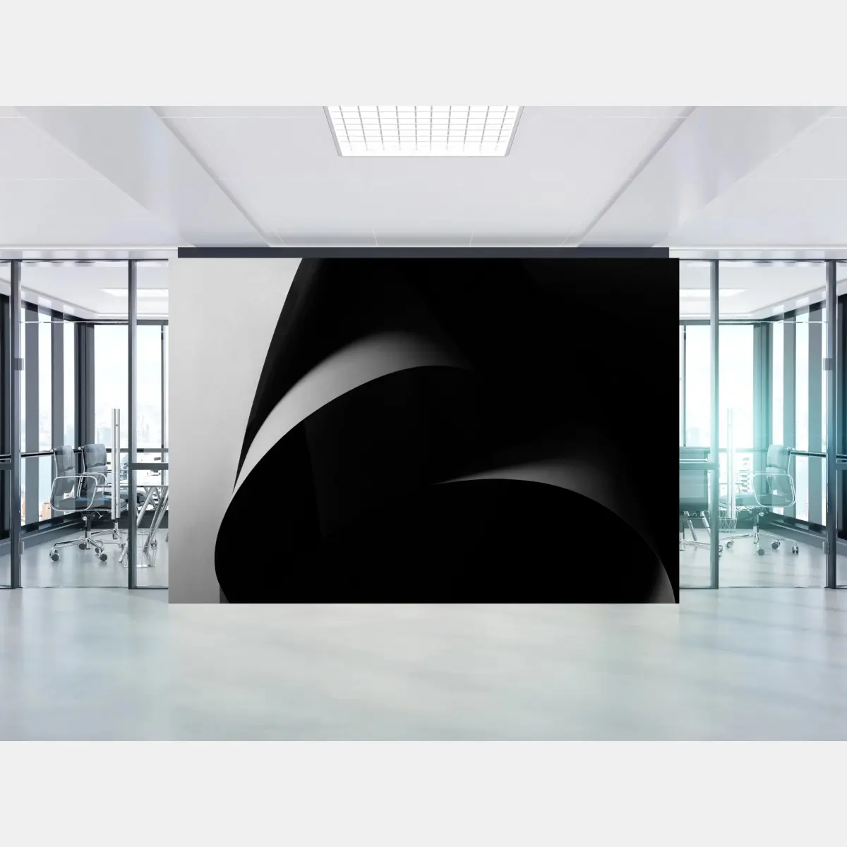 Fototapete abstrakte schwarz-weiße papierkurven – Pixers®