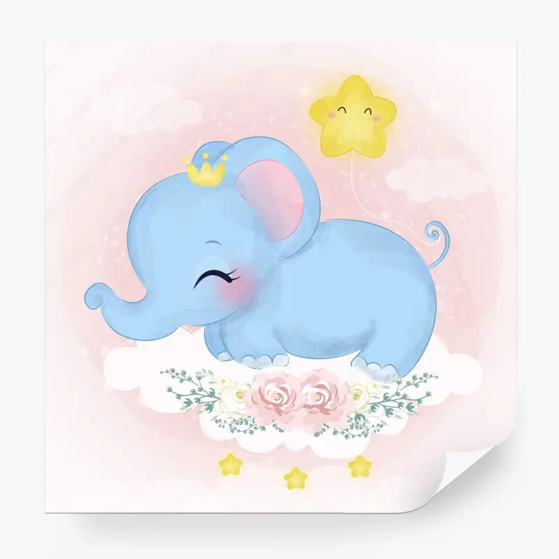 Fototapete schlafender blauer elefant fürs kinderzimmer