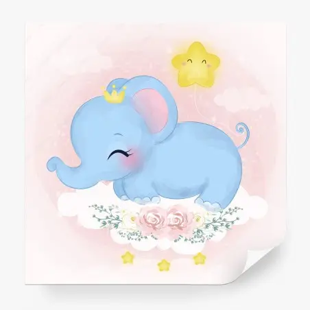 Fototapete schlafender blauer elefant fürs kinderzimmer – Pixers®
