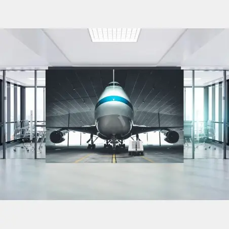 Fototapete frontansicht eines jets im hangar – Pixers®
