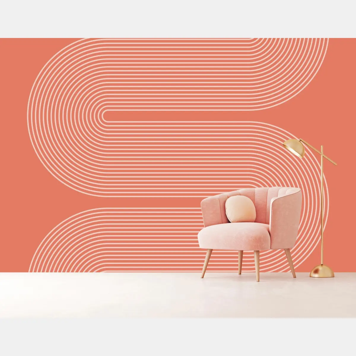 Fototapete geometrisches design in koralle – Pixers®