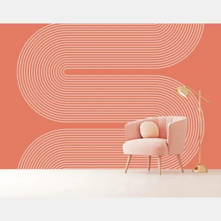 Fototapete geometrisches design in koralle – Pixers®