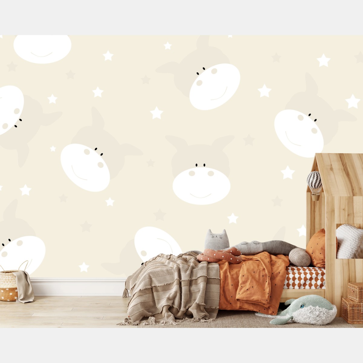 Fototapete pastellmuster mit kuhgesichtern für kinderzimmer – Pixers®