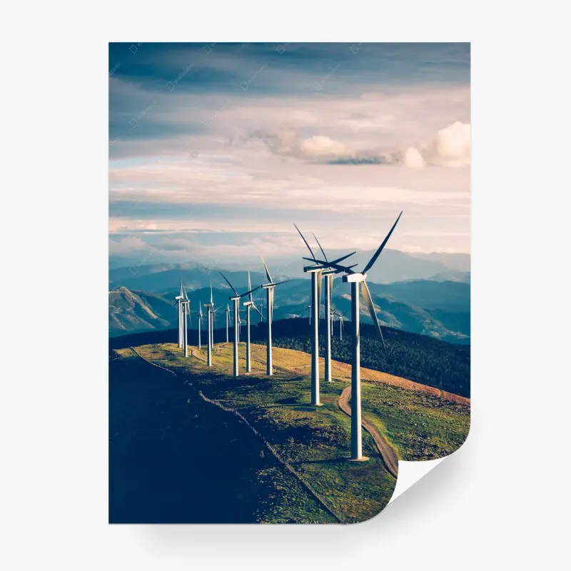 Fototapete windräder auf dem bergkamm