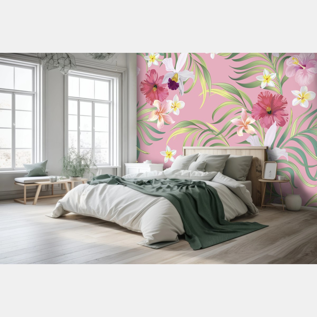 Fototapete pastell tropisches blumenmuster – Pixers®