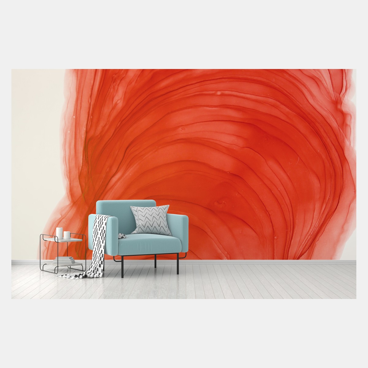 Fototapete roter fließender aquarell abstrakt – Pixers®
