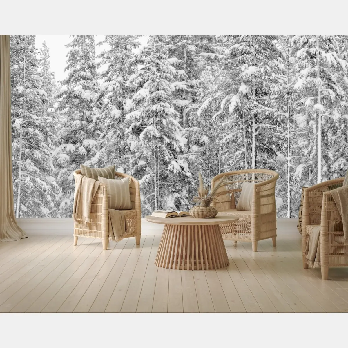 Fototapete verschneiter kiefernwald im winter – Pixers®