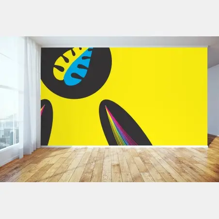 Fototapete bunte abstrakte formen auf gelbem hintergrund – Pixers®