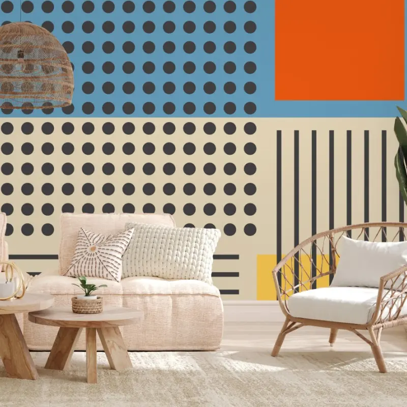 Fototapete geometrische abstrakte komposition im mid-century-stil
