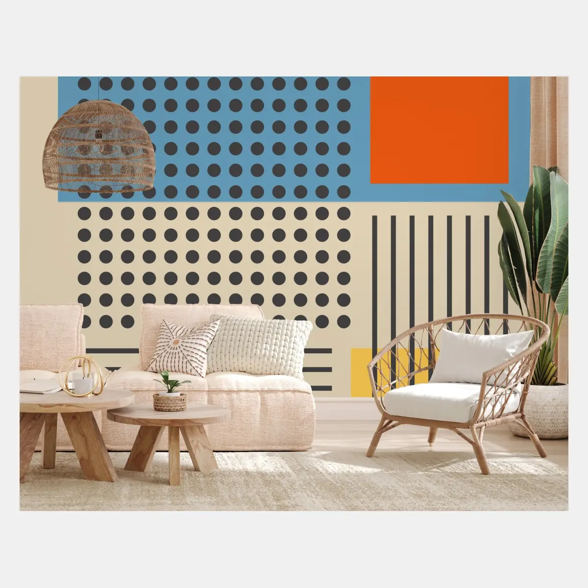 Fototapete geometrische abstrakte komposition im mid-century-stil – Pixers®