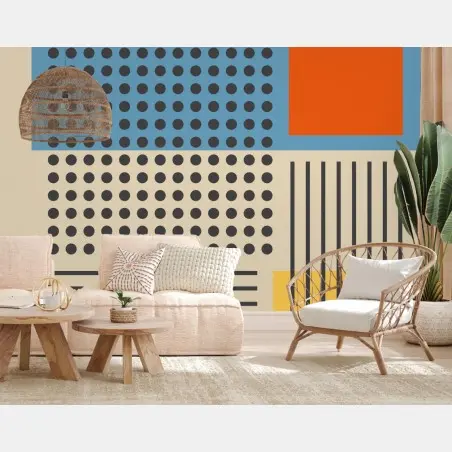 Fototapete geometrische abstrakte komposition im mid-century-stil – Pixers®