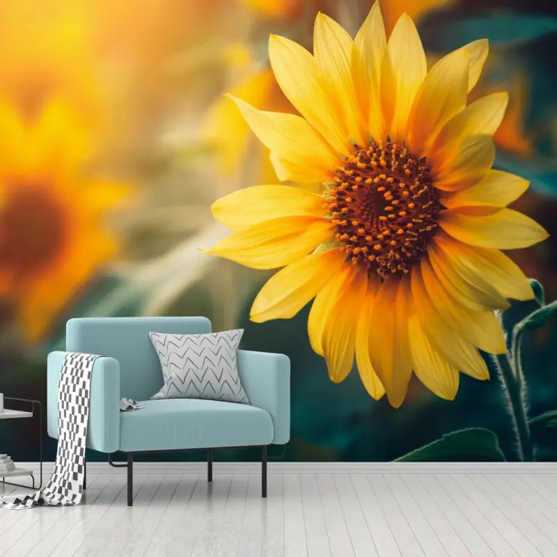 Fototapete goldene sonnenblume im morgenlicht