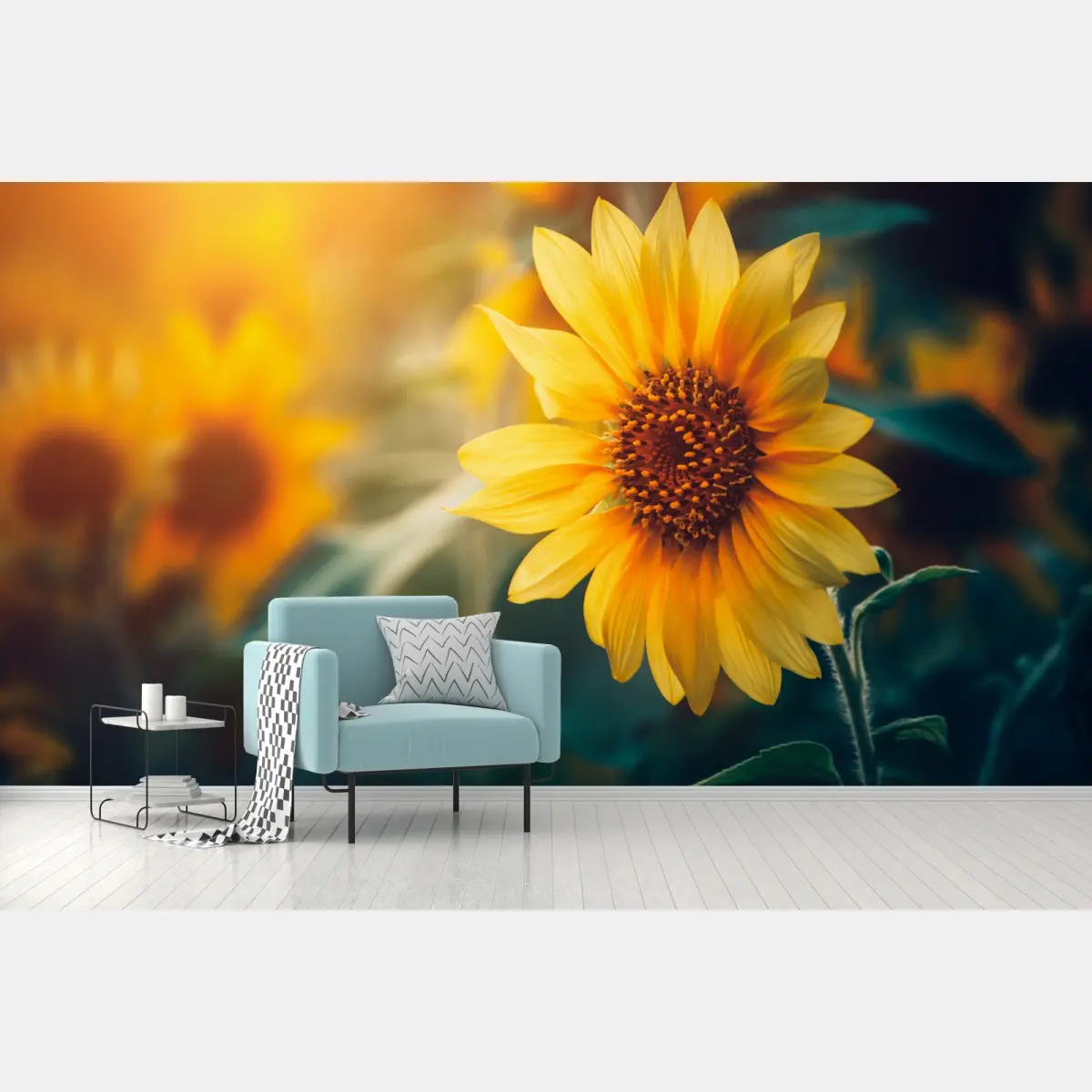 Fototapete goldene sonnenblume im morgenlicht – Pixers®