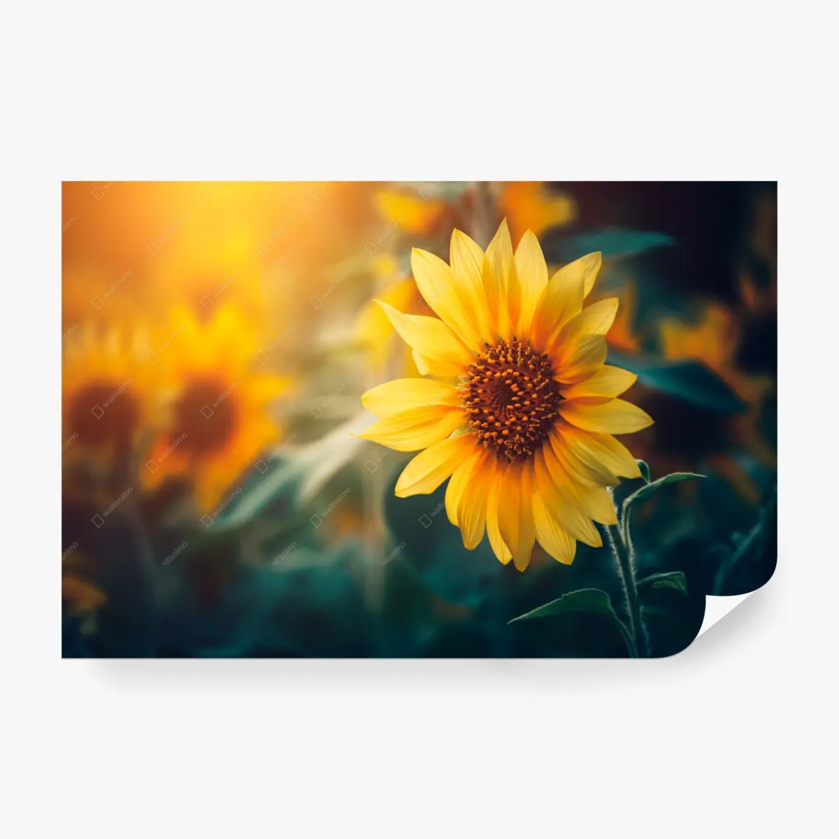 Fototapete goldene sonnenblume im morgenlicht – Pixers®