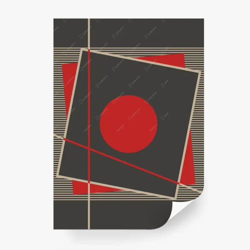 Fototapete mutige geometrische komposition mit rotem kreis