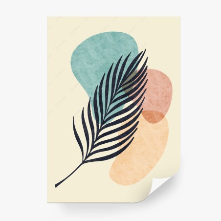 Fototapete abstraktes pastell palmblatt im boho-stil – Pixers®