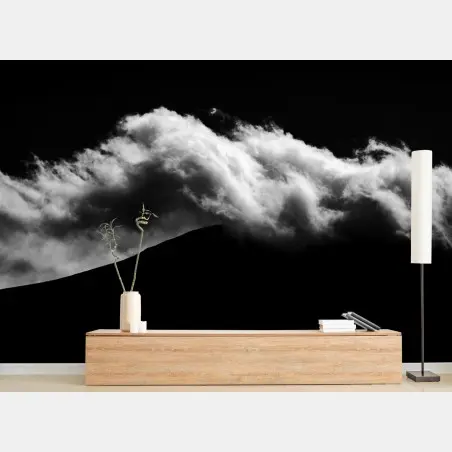 Fototapete dramatische wolkensilhouette über dem berg – Pixers®