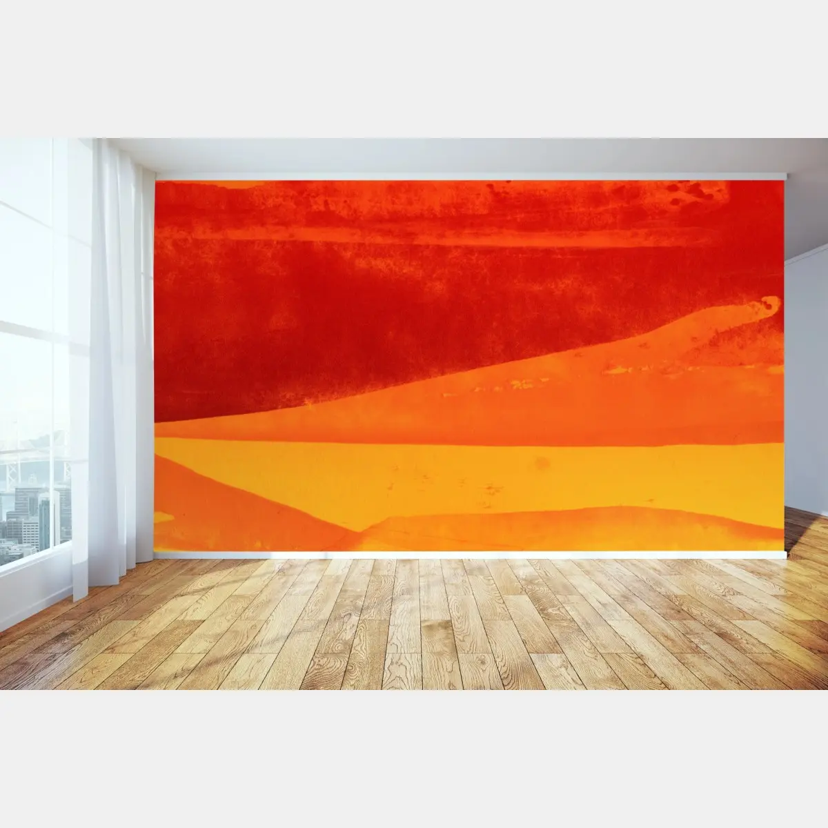 Fototapete warmer horizont abstrakte aquarell – Pixers®