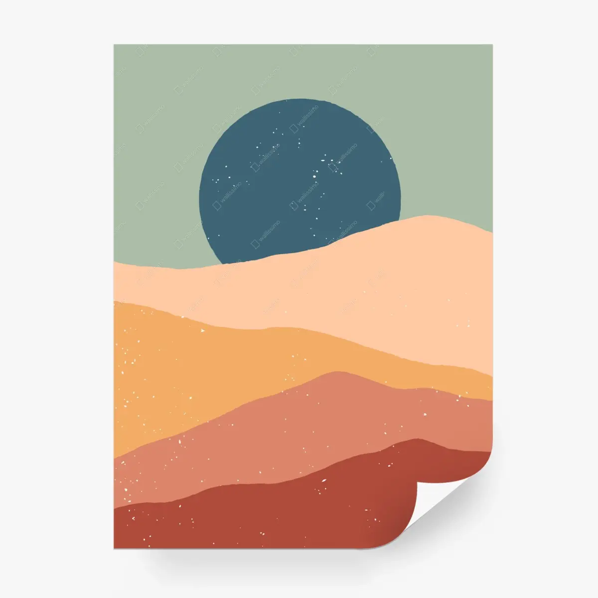 Fototapete abstrakte pastellwüstenlandschaft mit mond – Pixers®