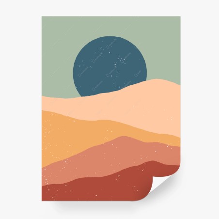 Fototapete abstrakte pastellwüstenlandschaft mit mond – Pixers®