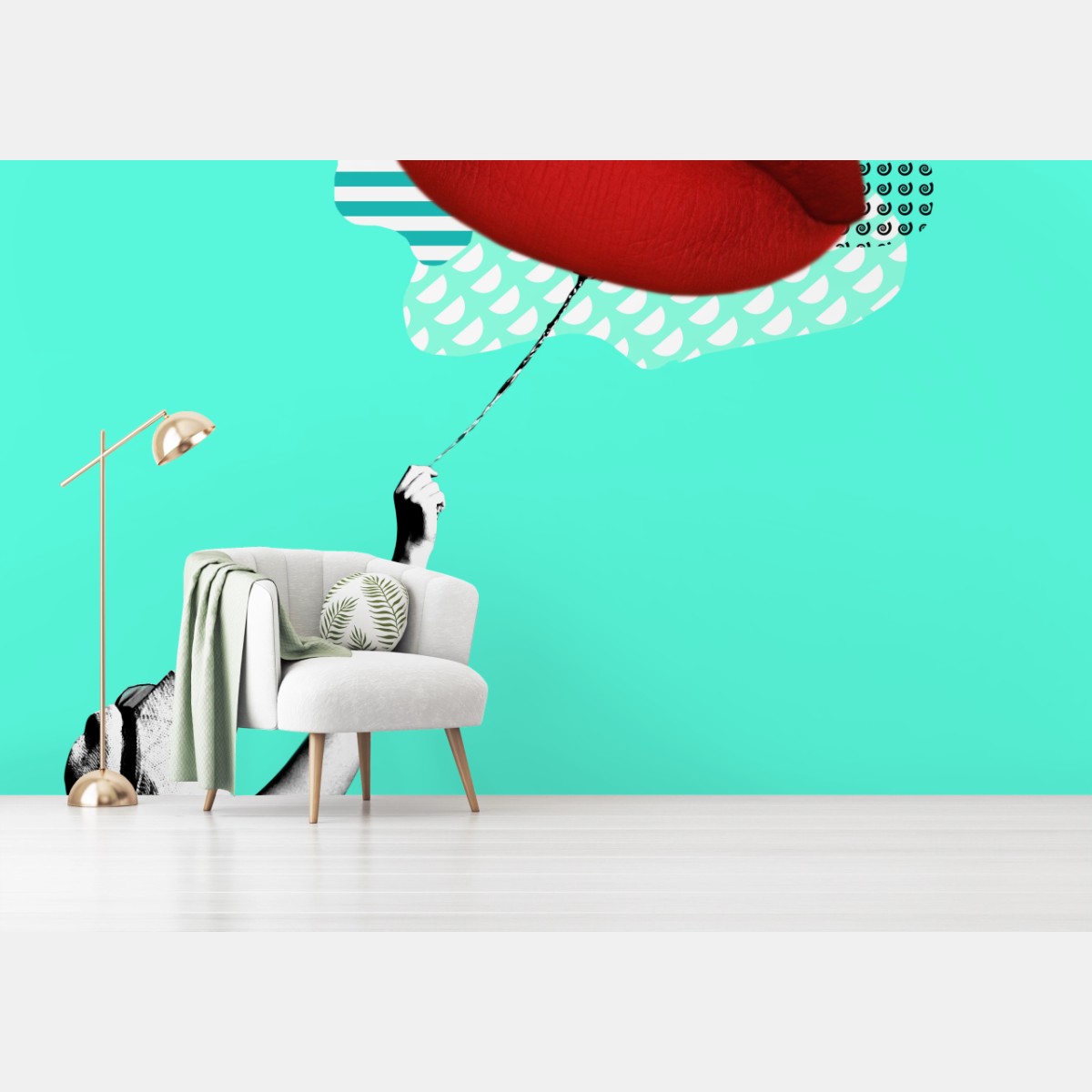 Fototapete rote lippen pop collage – Pixers®