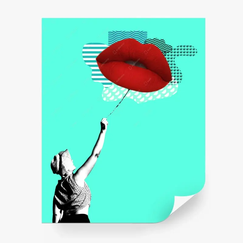 Fototapete rote lippen pop collage