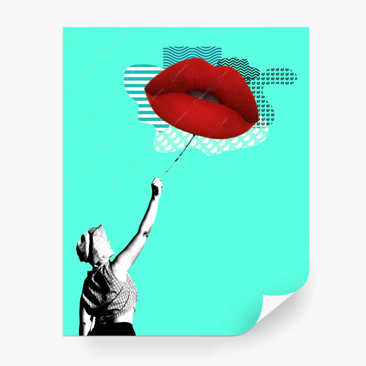 Fototapete rote lippen pop collage – Pixers®