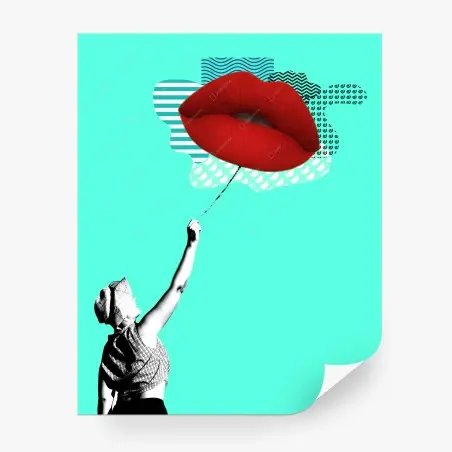 Fototapete rote lippen pop collage – Pixers®