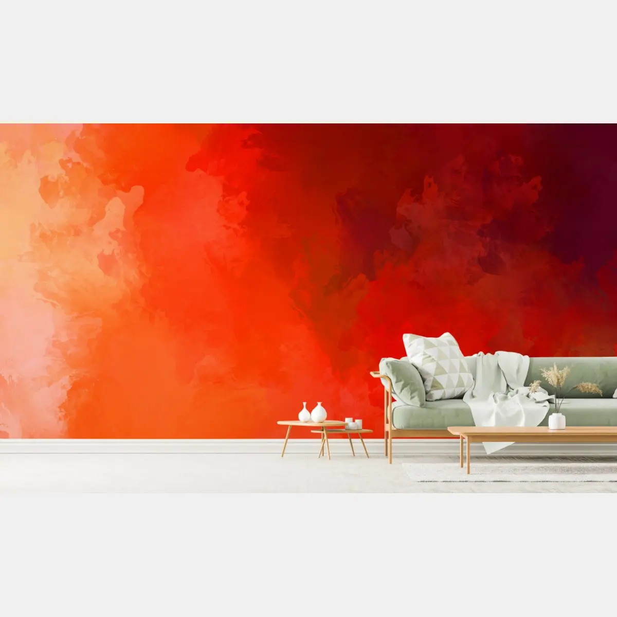 Fototapete lebendige rot-orange abstrakte aquarell – Pixers®