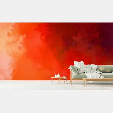 Fototapete lebendige rot-orange abstrakte aquarell – Pixers®