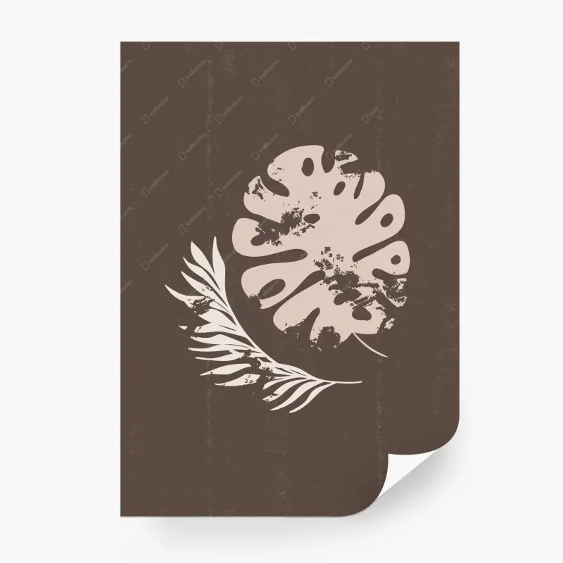 Fototapete monstera und farn boho botanische grafik