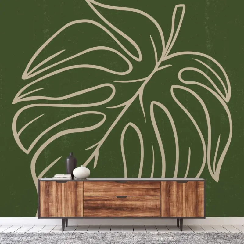 Fototapete minimalistische monstera-blatt botanische grafik