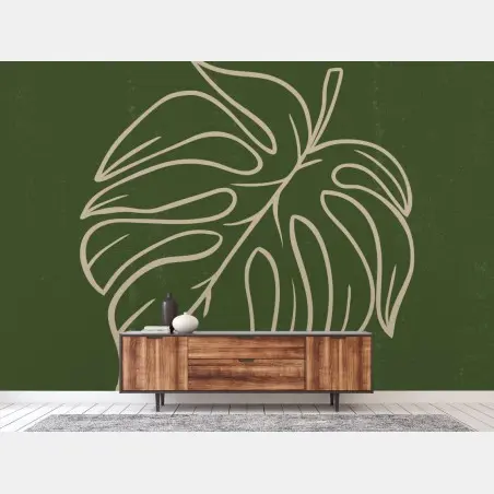 Fototapete minimalistische monstera-blatt botanische grafik – Pixers®