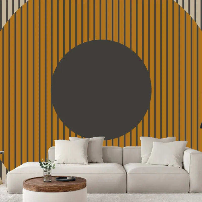 Fototapete goldene geometrische kreise auf gestreiftem hintergrund