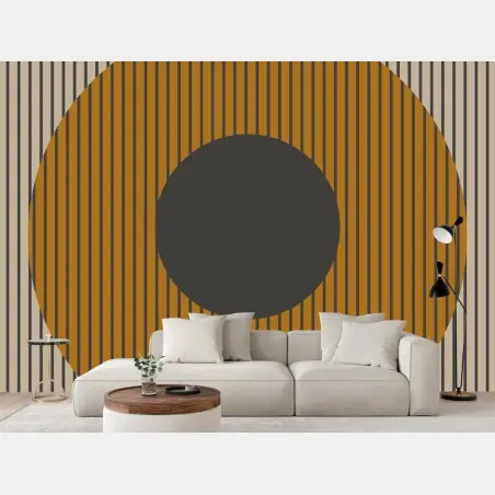 Fototapete goldene geometrische kreise auf gestreiftem hintergrund – Pixers®