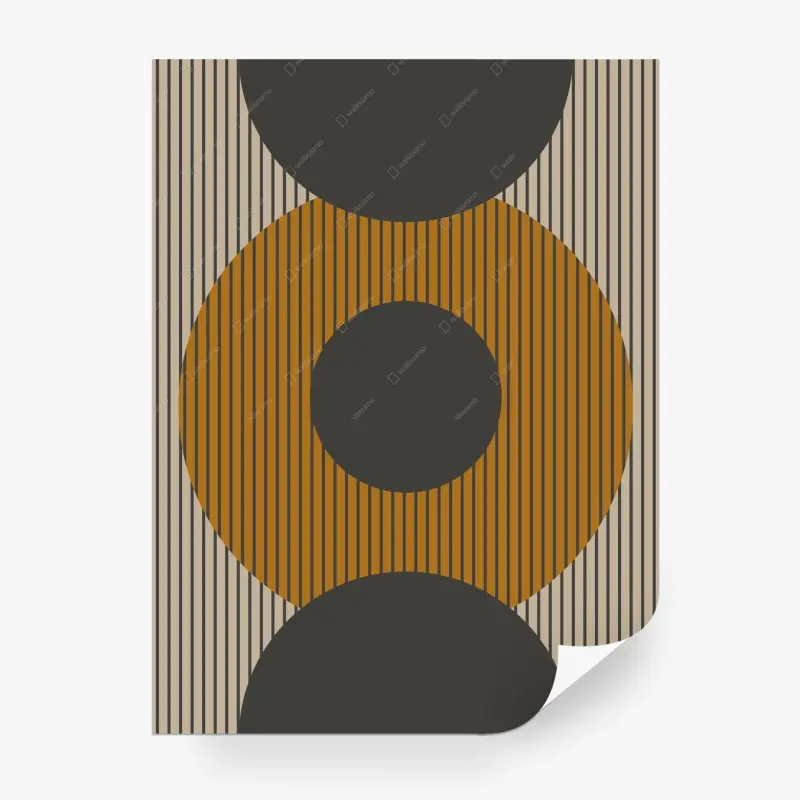 Fototapete goldene geometrische kreise auf gestreiftem hintergrund