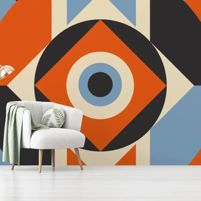 Fototapete geometrisches abstrakt in orange und blau
