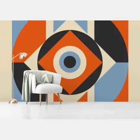 Fototapete geometrisches abstrakt in orange und blau – Pixers®