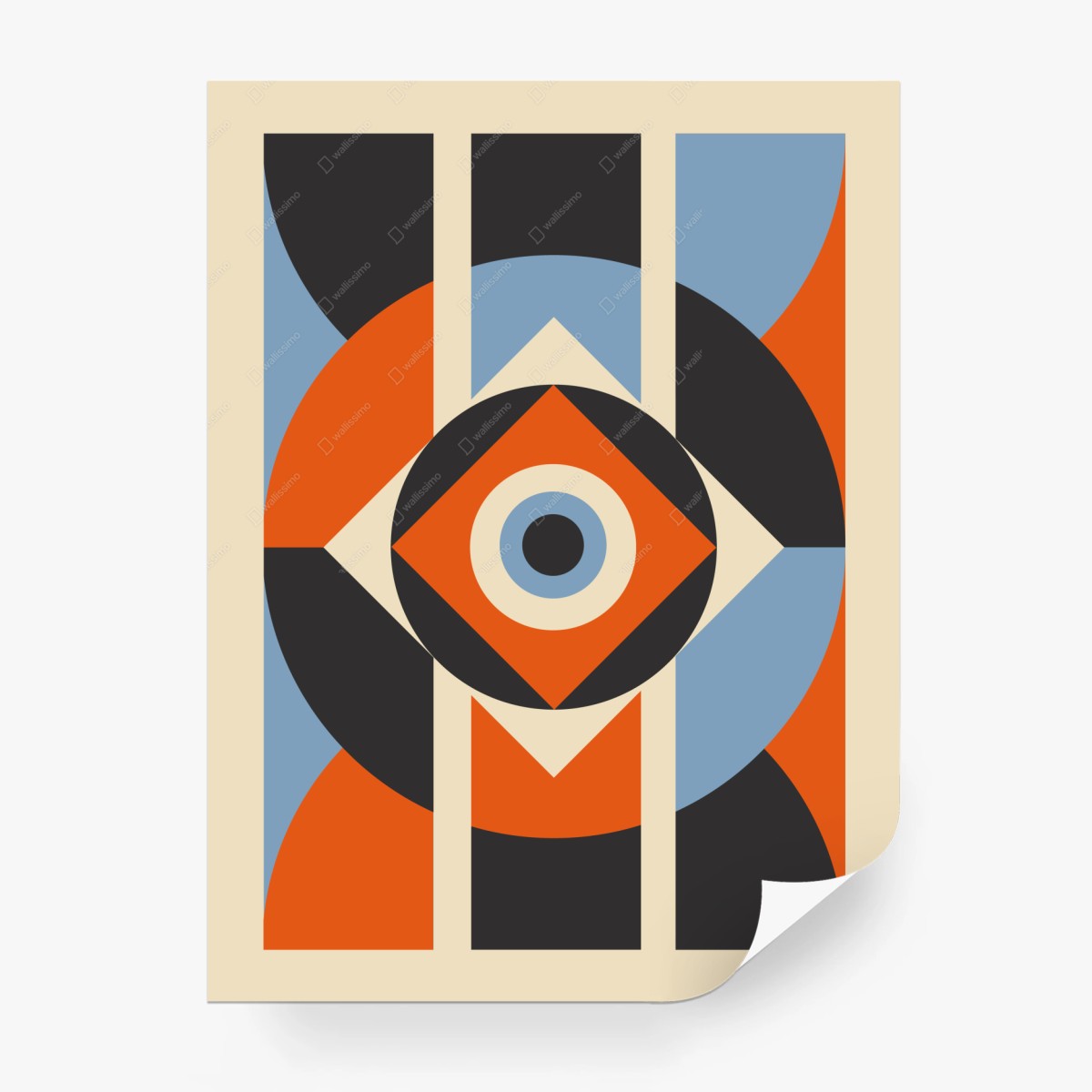 Fototapete geometrisches abstrakt in orange und blau – Pixers®