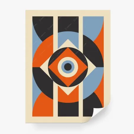 Fototapete geometrisches abstrakt in orange und blau – Pixers®