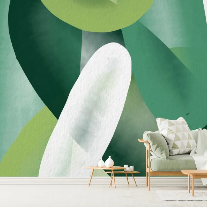 Fototapete grüne aquarell-abstrakte komposition