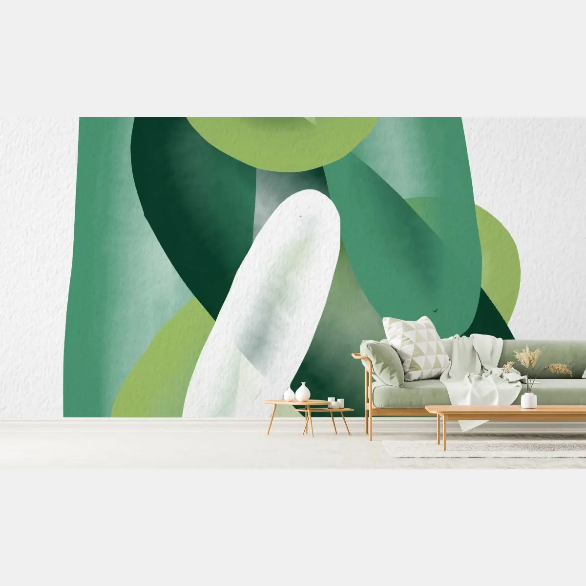Fototapete grüne aquarell-abstrakte komposition – Pixers®