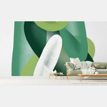 Fototapete grüne aquarell-abstrakte komposition – Pixers®