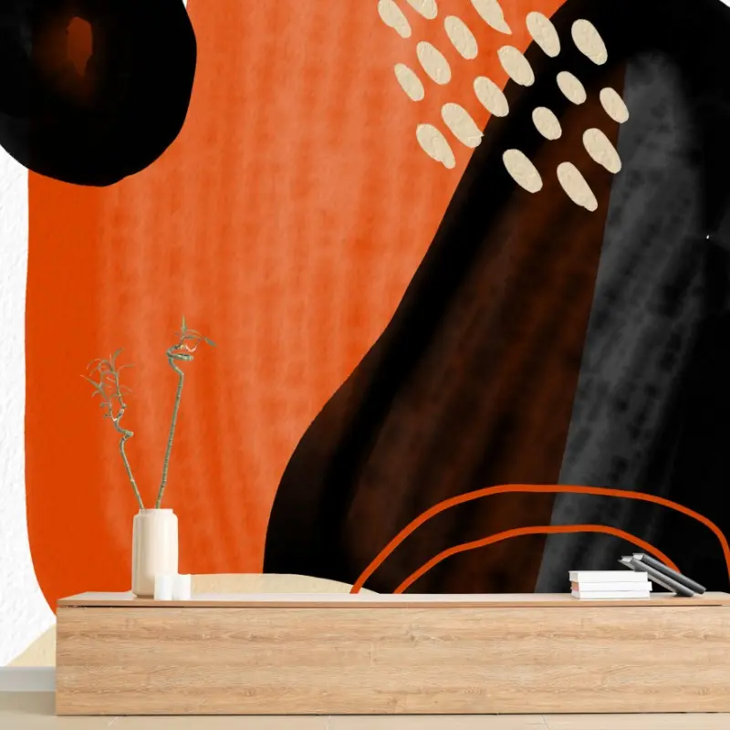 Fototapete abstrakte formen in orange und schwarz