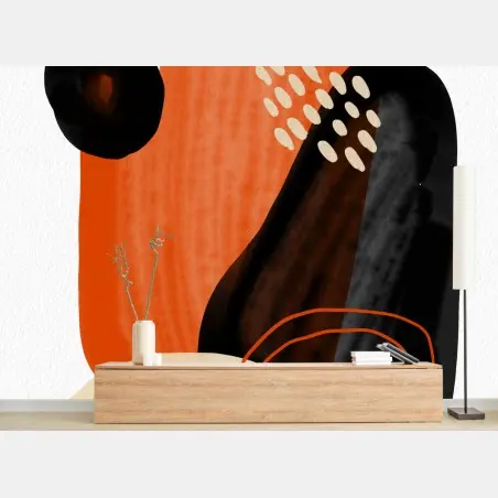 Fototapete abstrakte formen in orange und schwarz – Pixers®