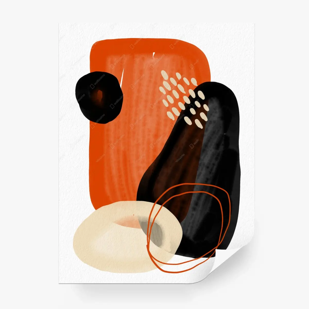 Fototapete abstrakte formen in orange und schwarz – Pixers®