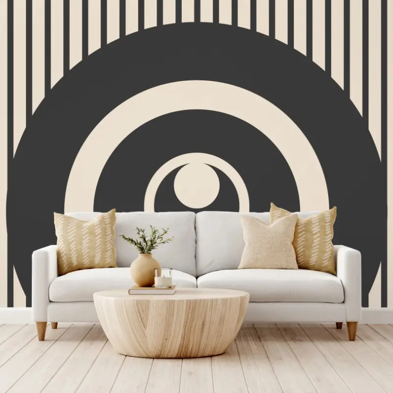 Fototapete minimale geometrische komposition in beige und schwarz