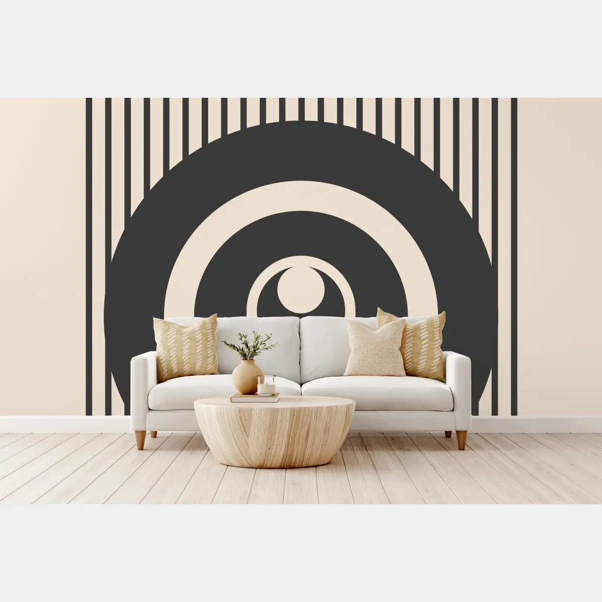 Fototapete minimale geometrische komposition in beige und schwarz – Pixers®