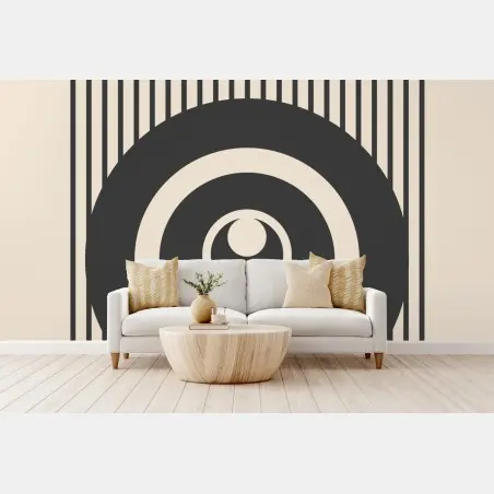Fototapete minimale geometrische komposition in beige und schwarz – Pixers®