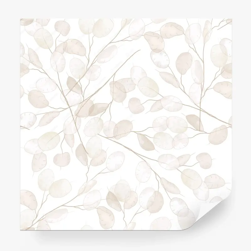 Fototapete zartes beiges botanisches aquarellmuster